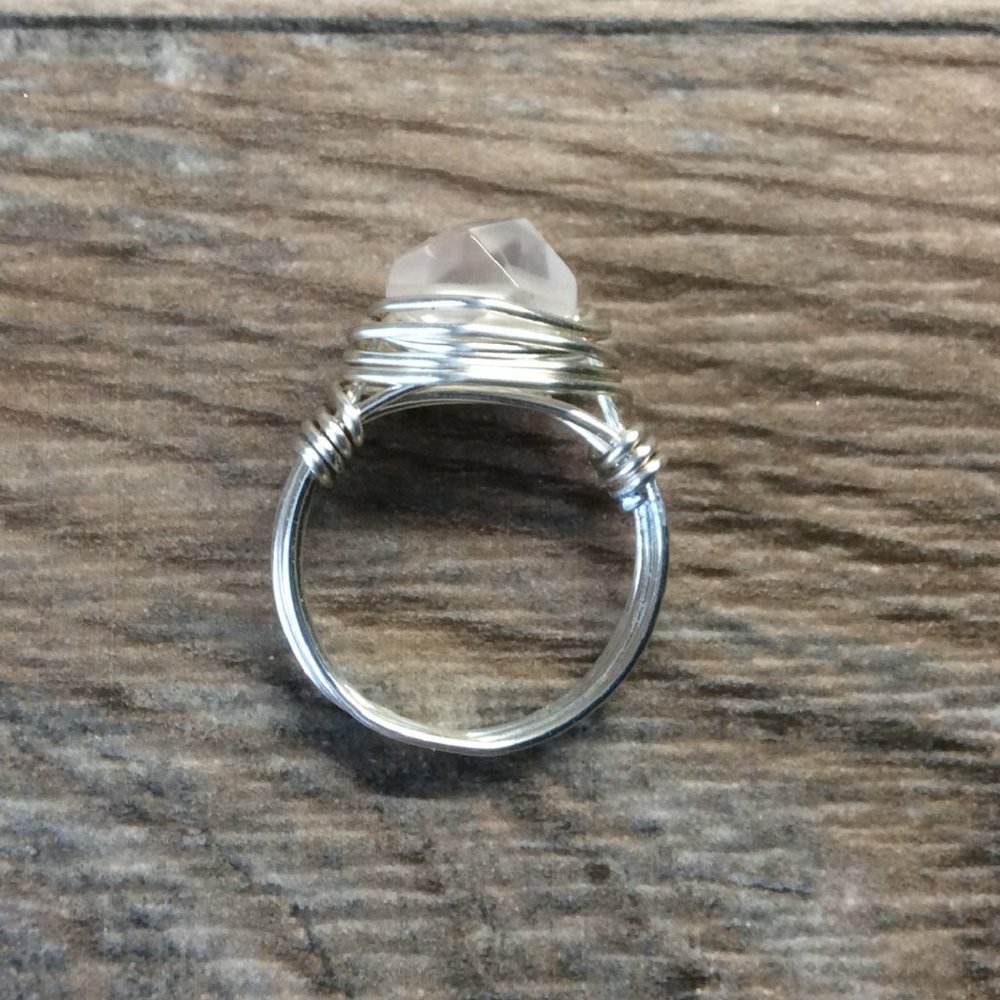 Rose Quartz ring, Sterling Silver, Pink gemstone ring